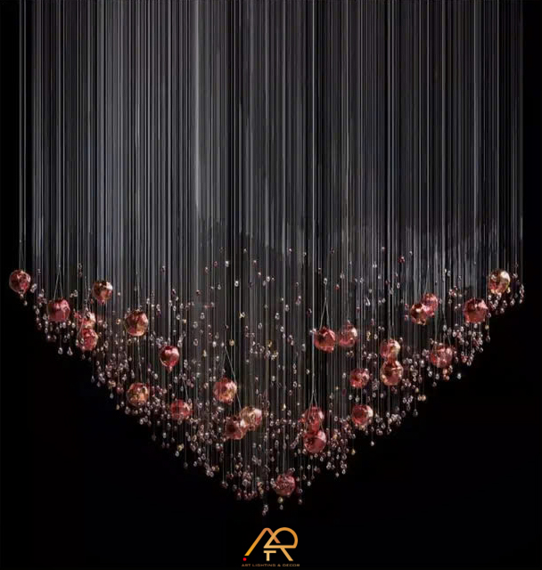 Đèn Chùm Thông Tầng Crystal Red ART-5029