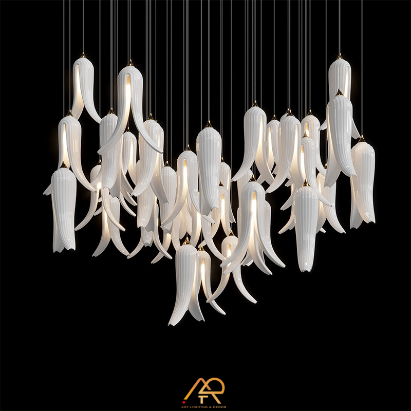 Đèn Chùm Thông Tầng Cánh Hoa Sứ Nghệ Thuật ART-5021