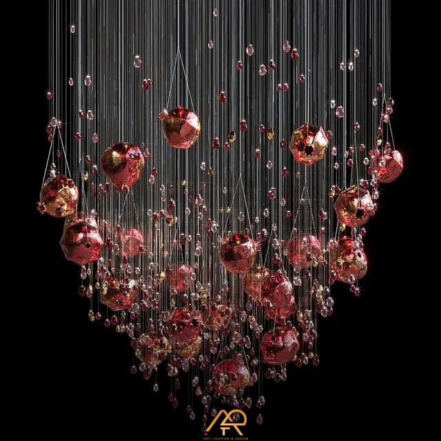 Đèn Chùm Thông Tầng Crystal Red ART-5029