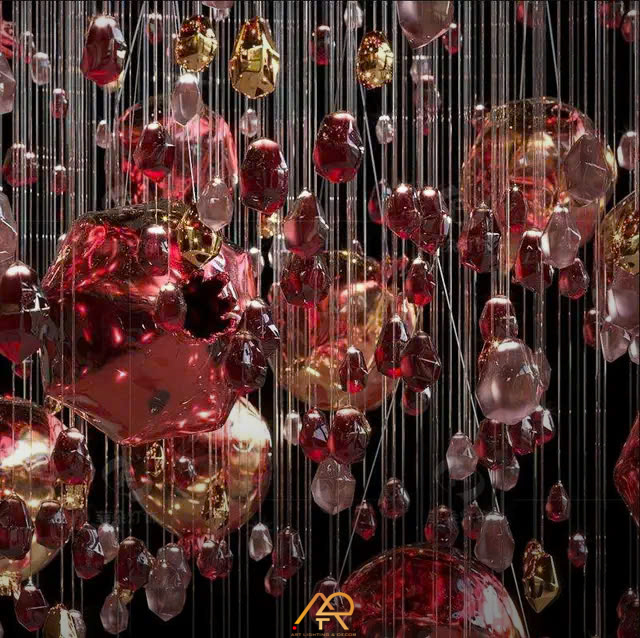 Đèn Chùm Thông Tầng Crystal Red ART-5029
