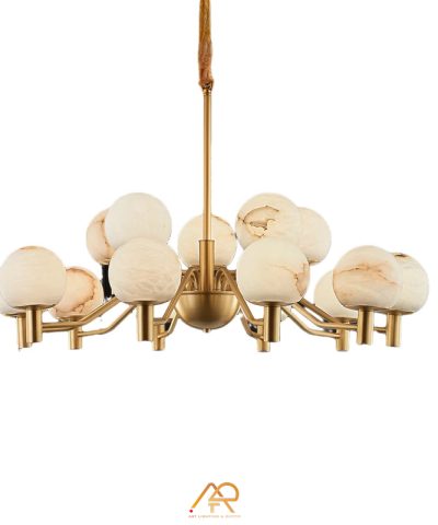 Đèn chùm đồng chao đá cẩm thạch tây ban nha cao cấp ART-7020