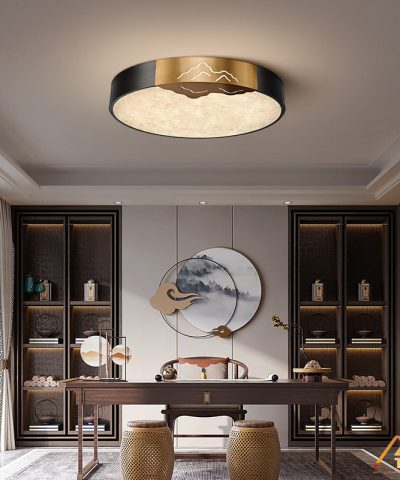 Đèn ốp trần đồng chao đá cẩm thạch cao cấp ART-9006