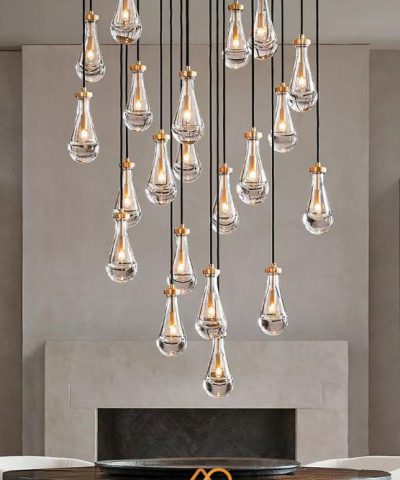 Đèn Chùm Pha Lê Golden Teardrop Light ART-7069