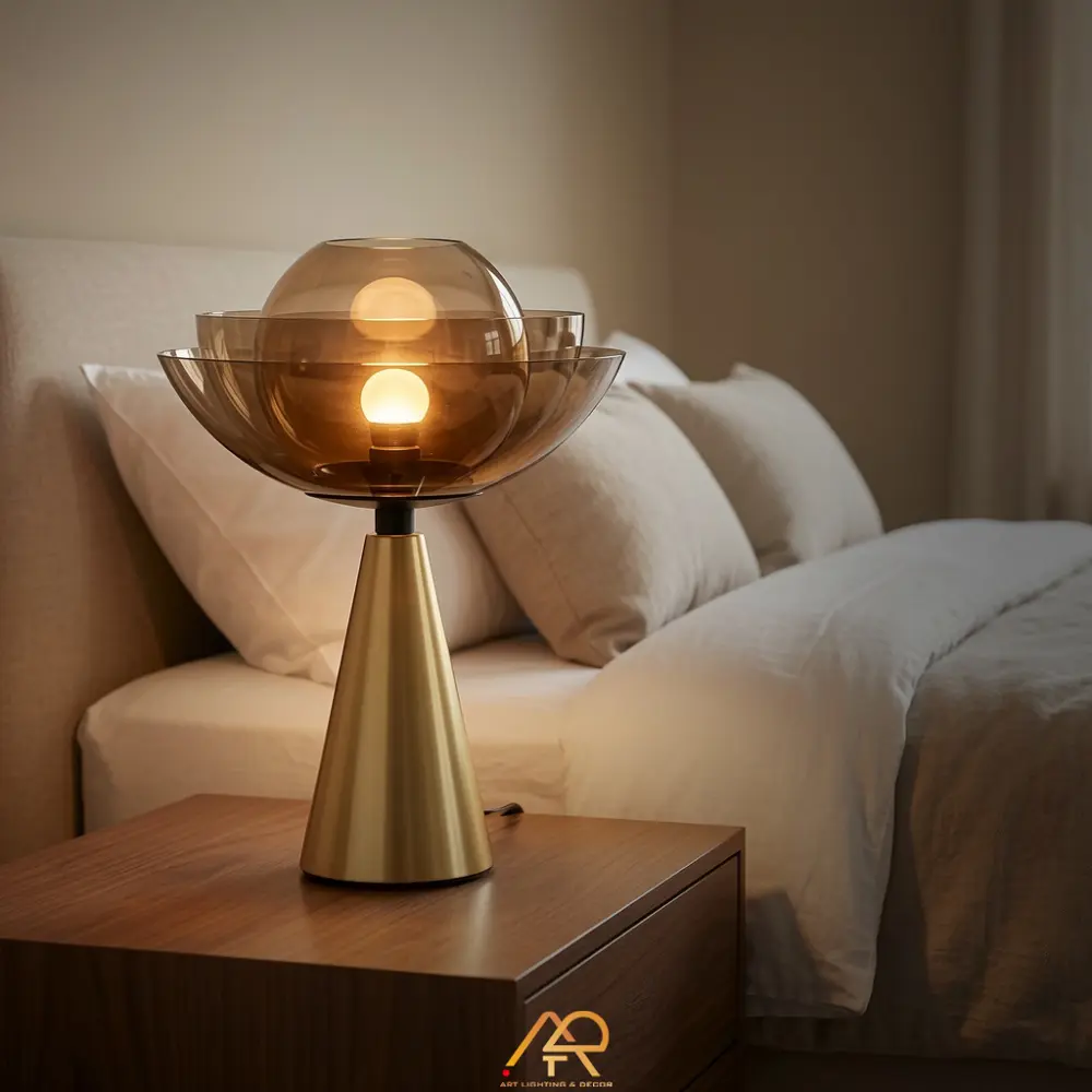 Đèn Bàn Thủy Tinh Hổ Phách Cao Cấp ART-2044 - Ảnh 2