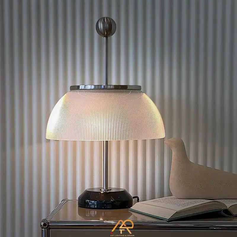 Đèn Bàn Retro Thủy Tinh Sọc Đế Đá ART-2061 - Ảnh 2