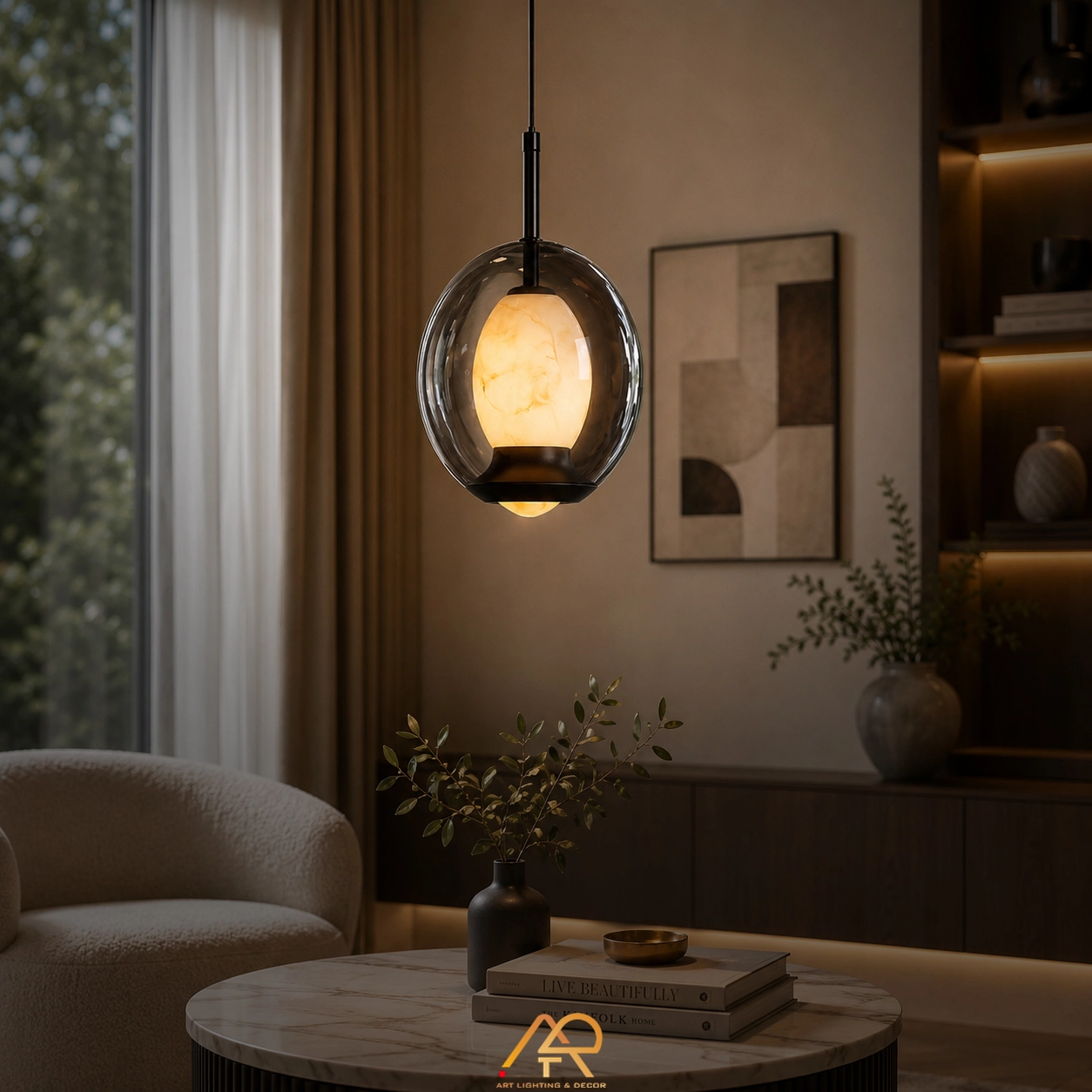 Đèn Thả Decor Thủy Tinh Khói Cao Cấp ART-4101