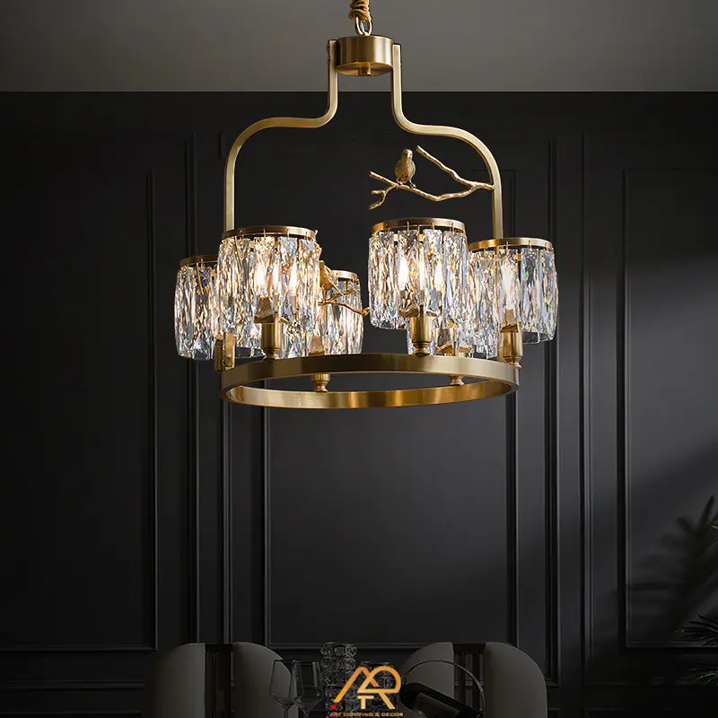 Đèn Chùm Decor Pha Lê Hình Lồng Chim ART-7098