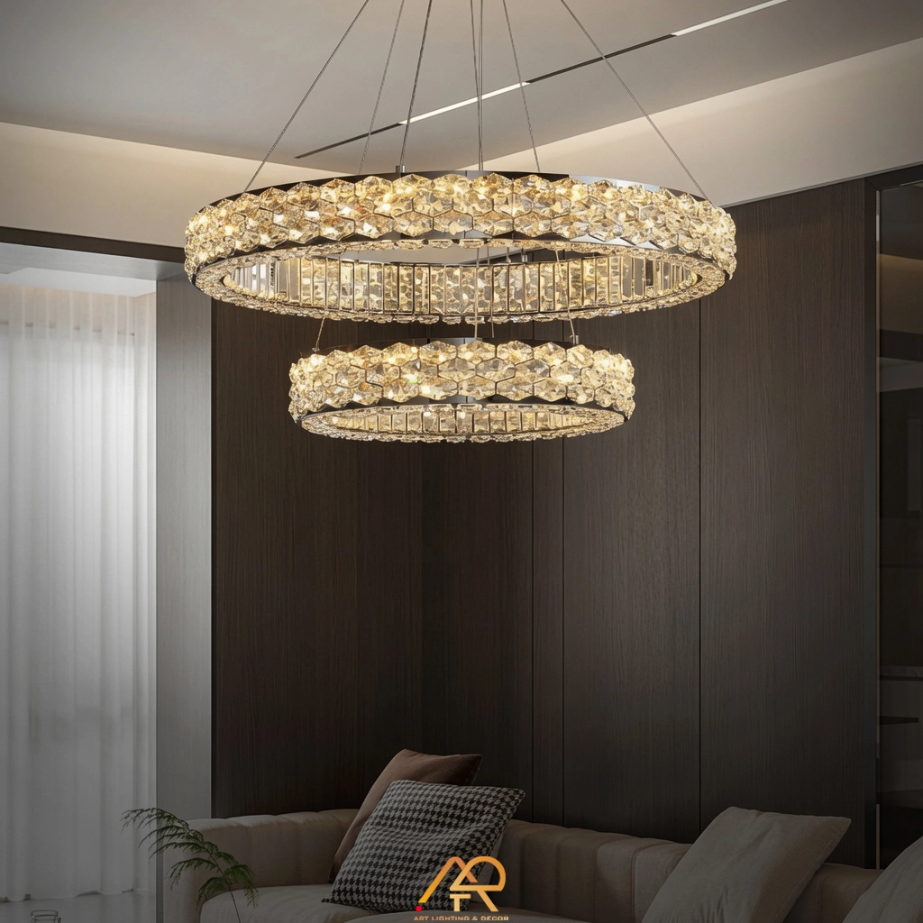 Đèn Chùm Pha Lê Phòng Khách Cao Cấp ART-7107