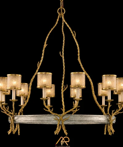 Đèn Chùm Đồng Đúc Nhánh Cây Hoàng Kim ART-7112