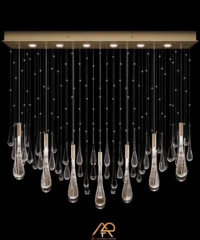 Đèn Thả Băng Dài Pha Lê Mưa Hoàng Kim ART-4119