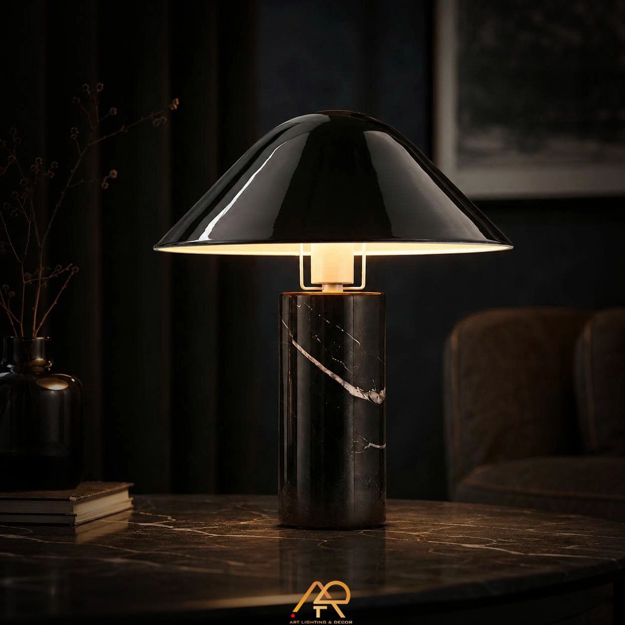 Đèn Bàn Đá Tự Nhiên Hợp Kim Cao Cấp ART-2085