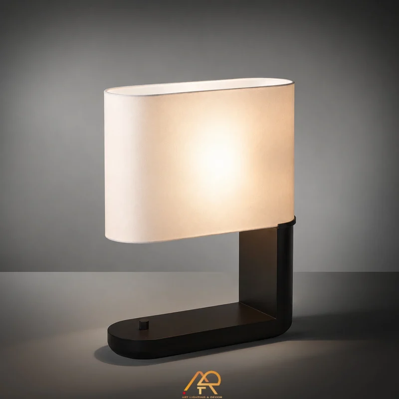 Top 10 Mẫu Đèn Bàn Mới Nhất Cho Khách Sạn Cao Cấp Tại ART Lighting - Ảnh 1 Đèn Bàn Hiện Đại Khung Chữ L Chao Oval Cao Cấp ART-2109