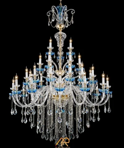 Đèn Chùm Thông Tầng Pha Lê Lam Ngọc Cao Cấp ART-559