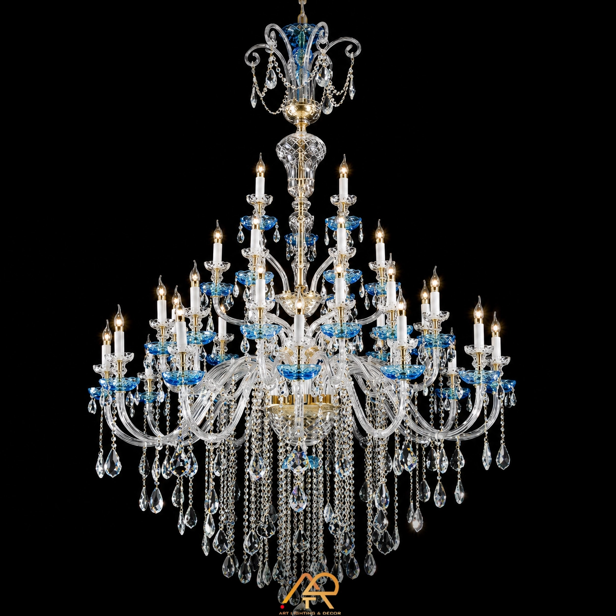 Đèn Chùm Thông Tầng Pha Lê Lam Ngọc Cao Cấp ART-559