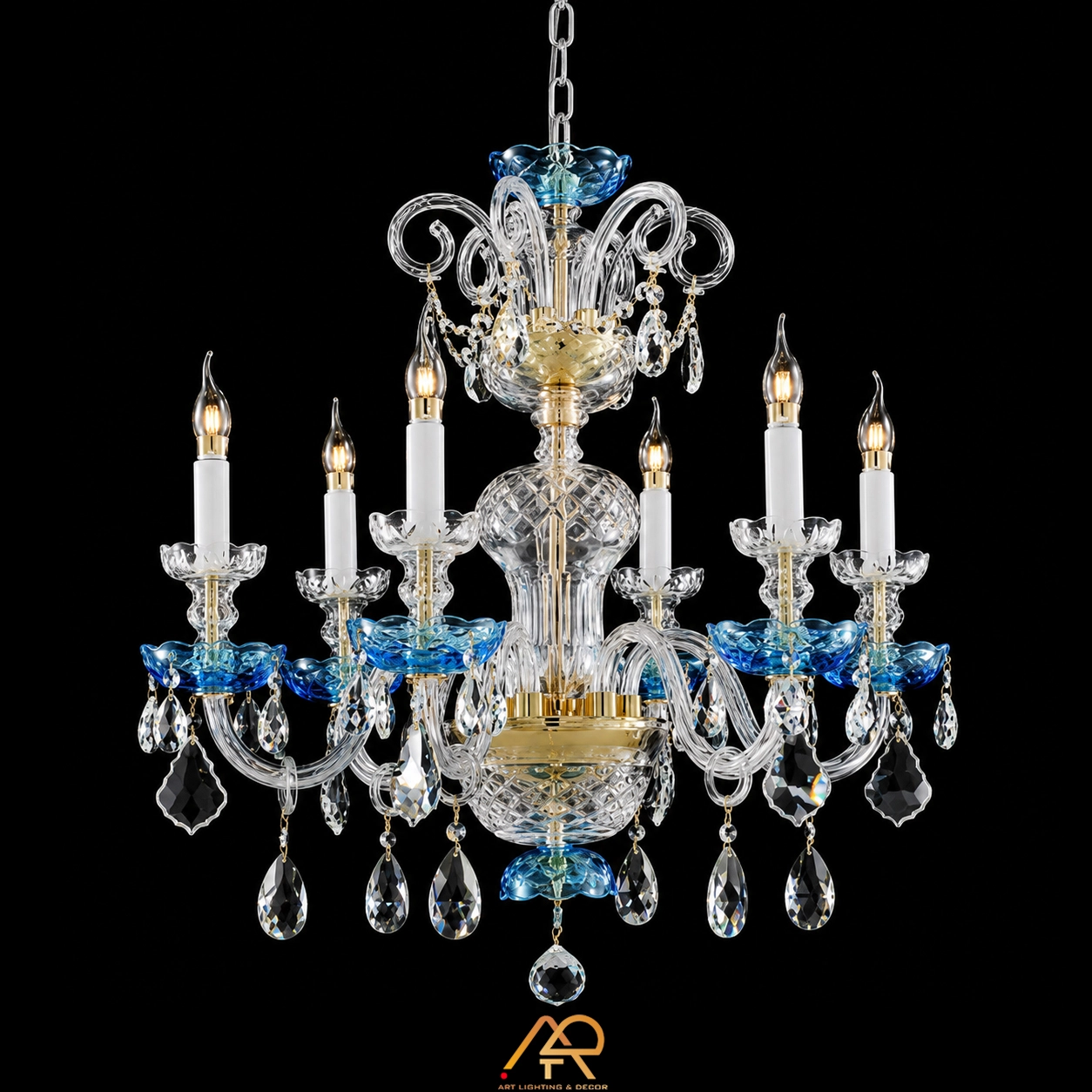 Đèn Chùm Pha Lê Cổ Điển Lam Ngọc Cao Cấp ART-7127 - Ảnh 3