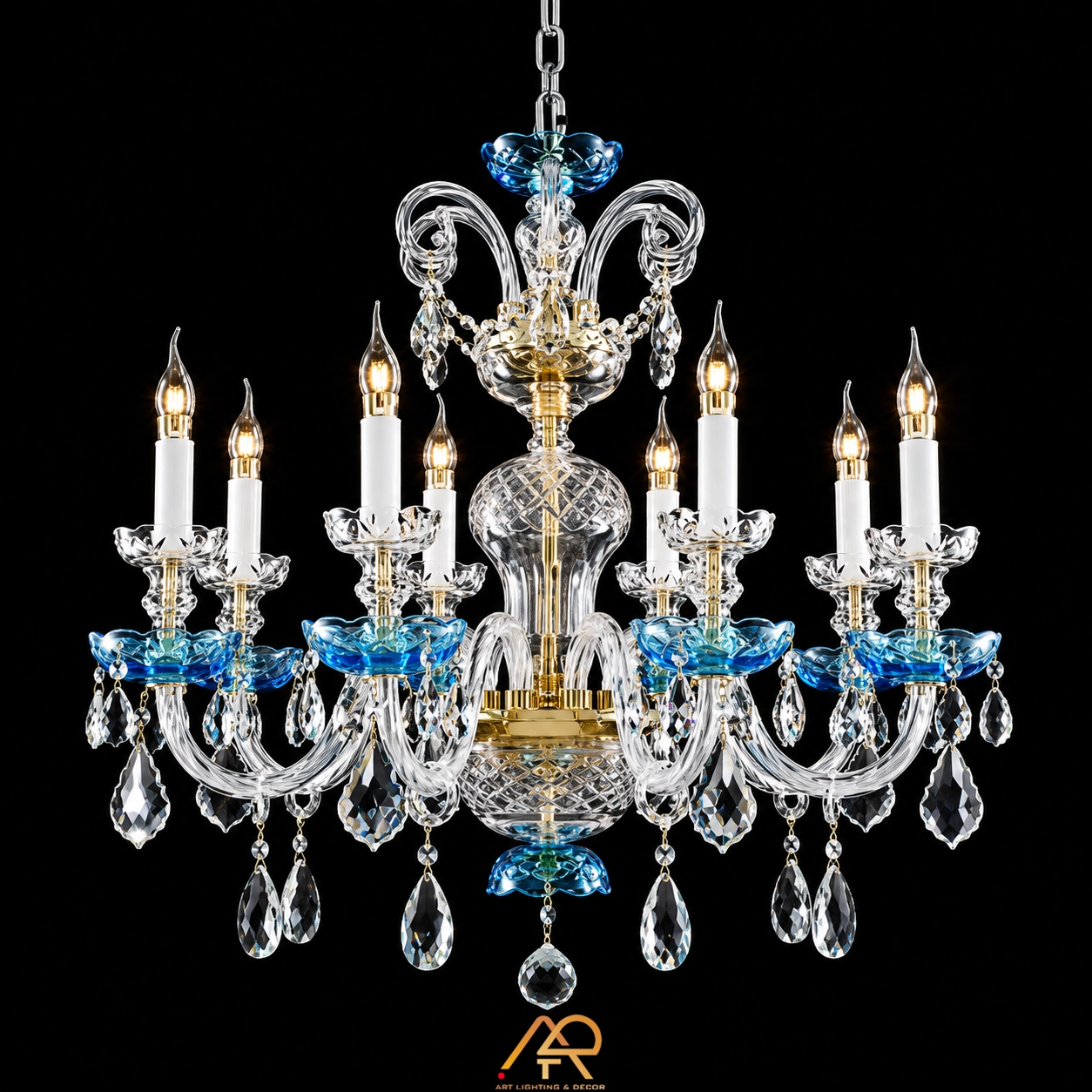 Đèn Chùm Pha Lê Cổ Điển Lam Ngọc Cao Cấp ART-7127 - Ảnh 2