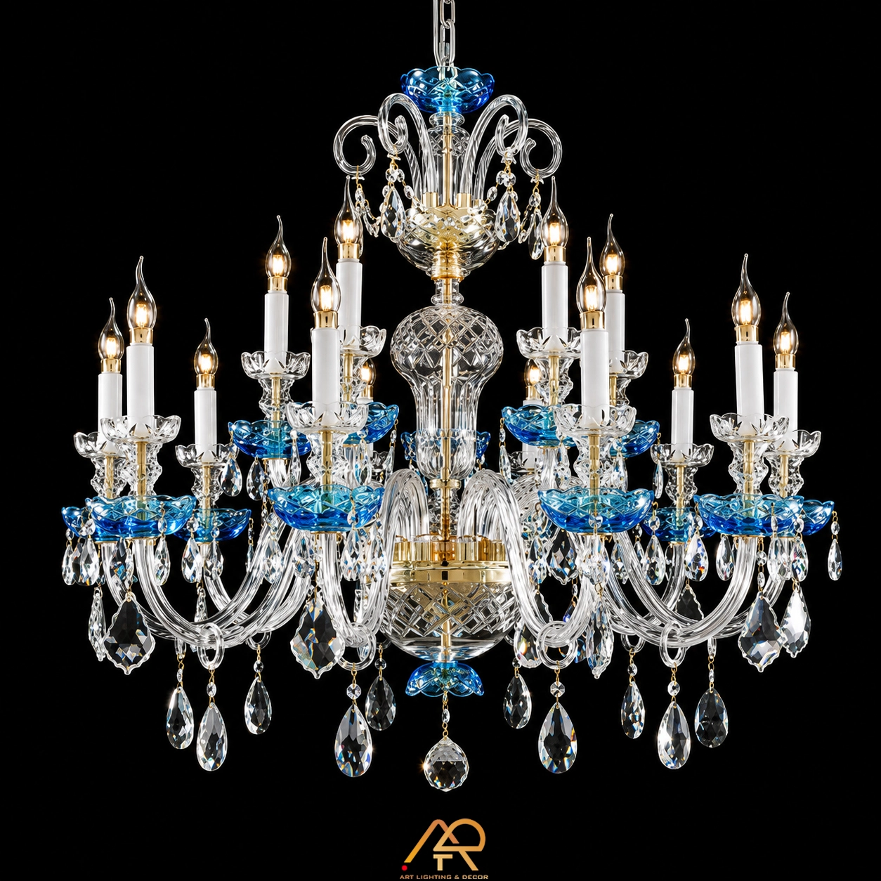 Đèn Chùm Pha Lê Cổ Điển Lam Ngọc Cao Cấp ART-7127