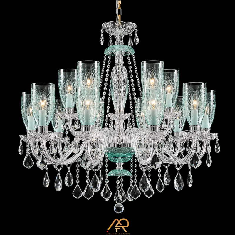 Đèn Chùm Pha Lê Chao Cốc Sắc Xanh Thượng Lưu ART-7128