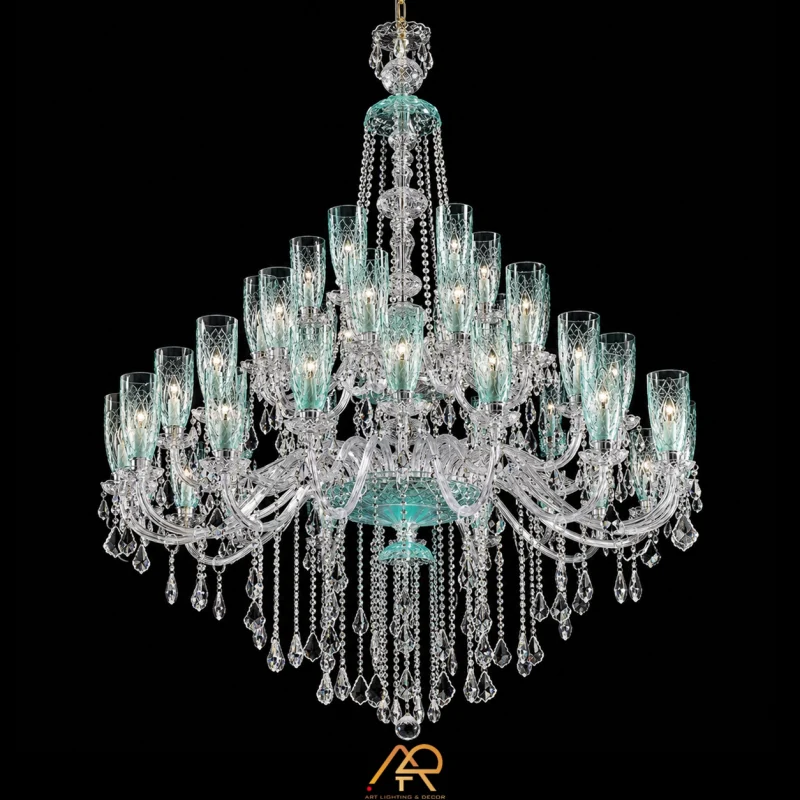 Đèn Chùm Thông Tầng Pha Lê Sắc Xanh Cao Cấp ART-560