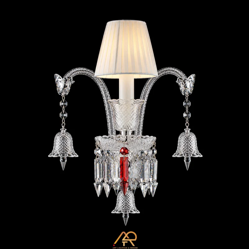 Đèn Tường Cổ Điển Cao Cấp Cho Khách Sạn - Ảnh 5 Đèn Tường Pha Lê Sắc Đỏ Hoàng Gia ART-8109