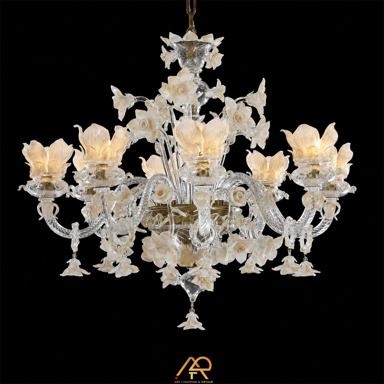 Đèn Chùm Hoa Hồng Sứ Tuyệt Tác Châu Âu ART-7131 - Ảnh 2