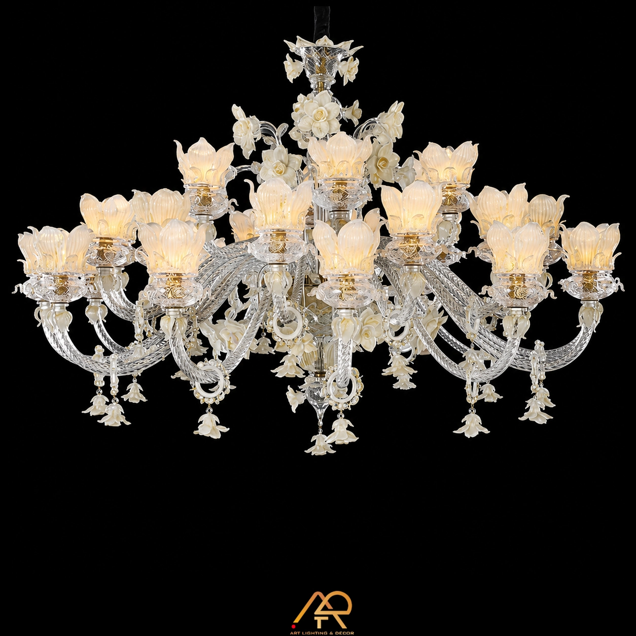 Đèn Chùm Hoa Hồng Sứ Tuyệt Tác Châu Âu ART-7131 - Ảnh 4