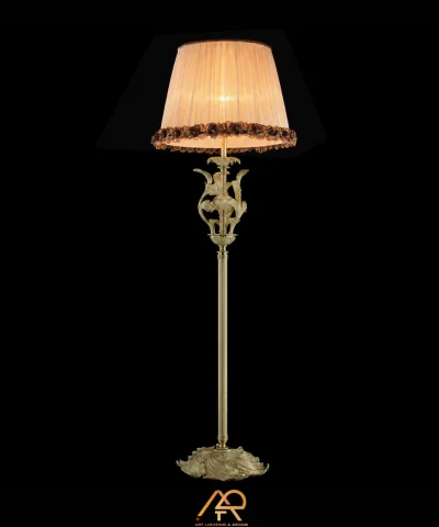 Đèn Cây Đồng Cổ Điển Chao Vải Hoa Hồng ART-2113