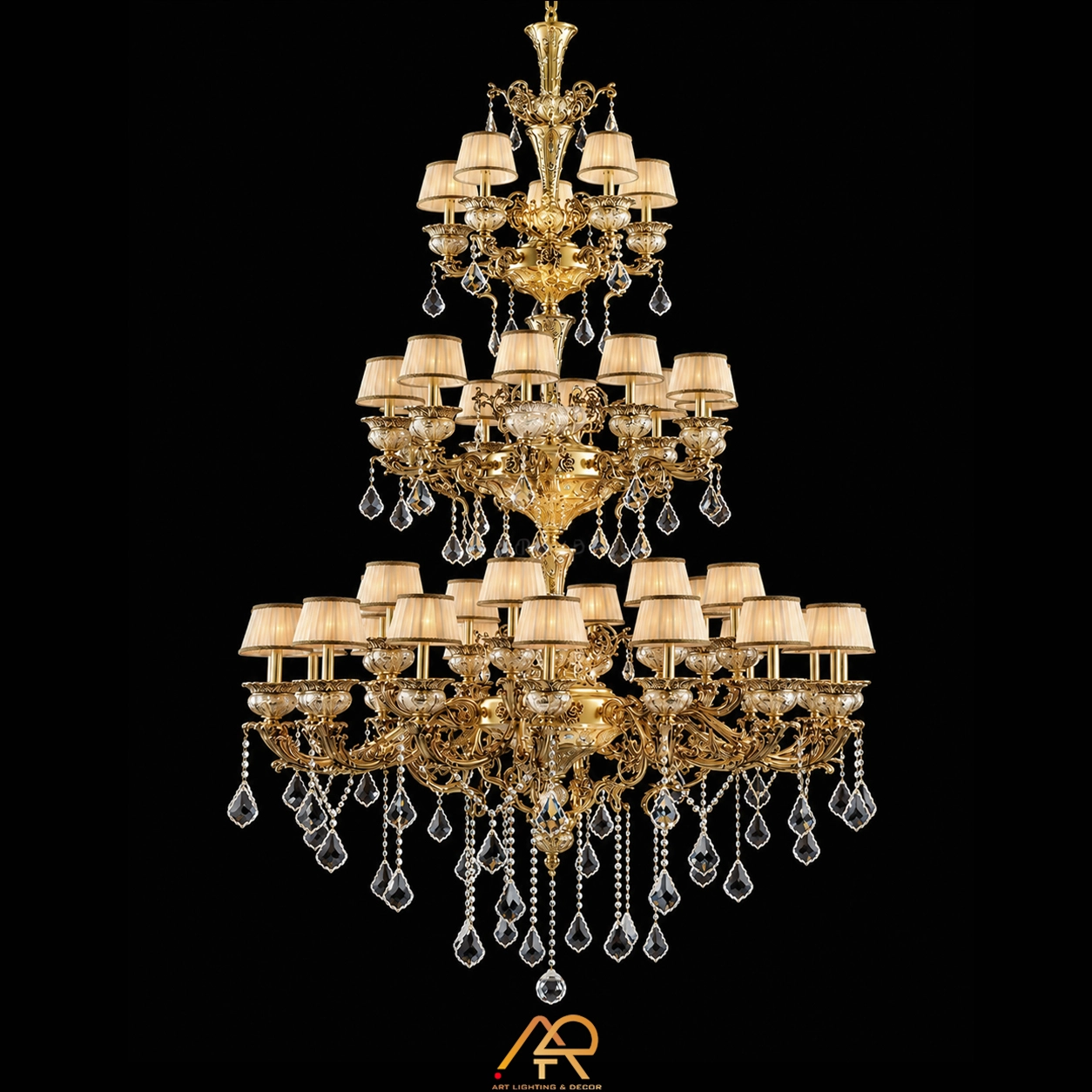 Đèn Chùm Thông Tầng Pha Lê Gốm Sứ Luxury ART-576