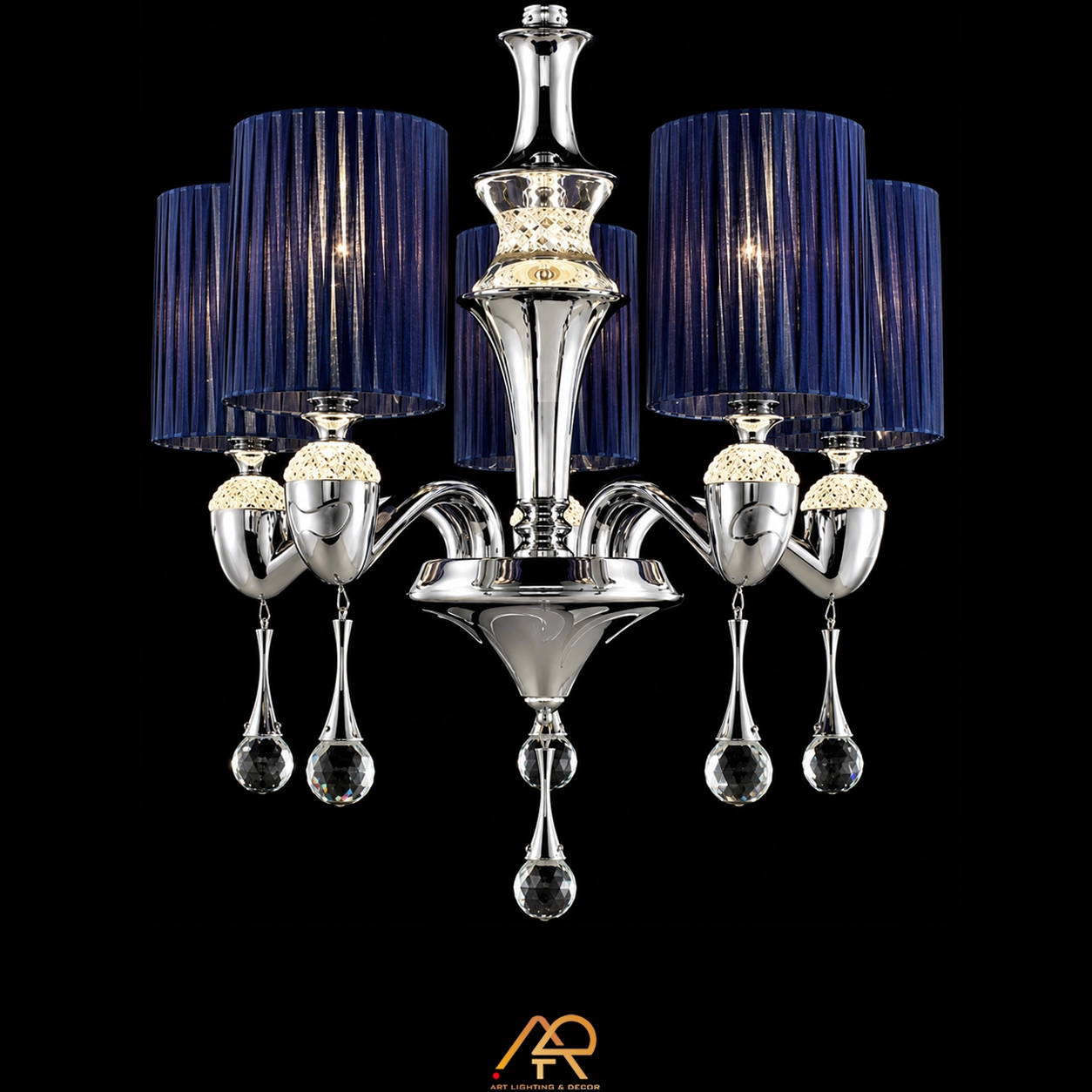 Đèn Chùm Tân Cổ Điển Chao Vải Xanh Luxury ART-7140