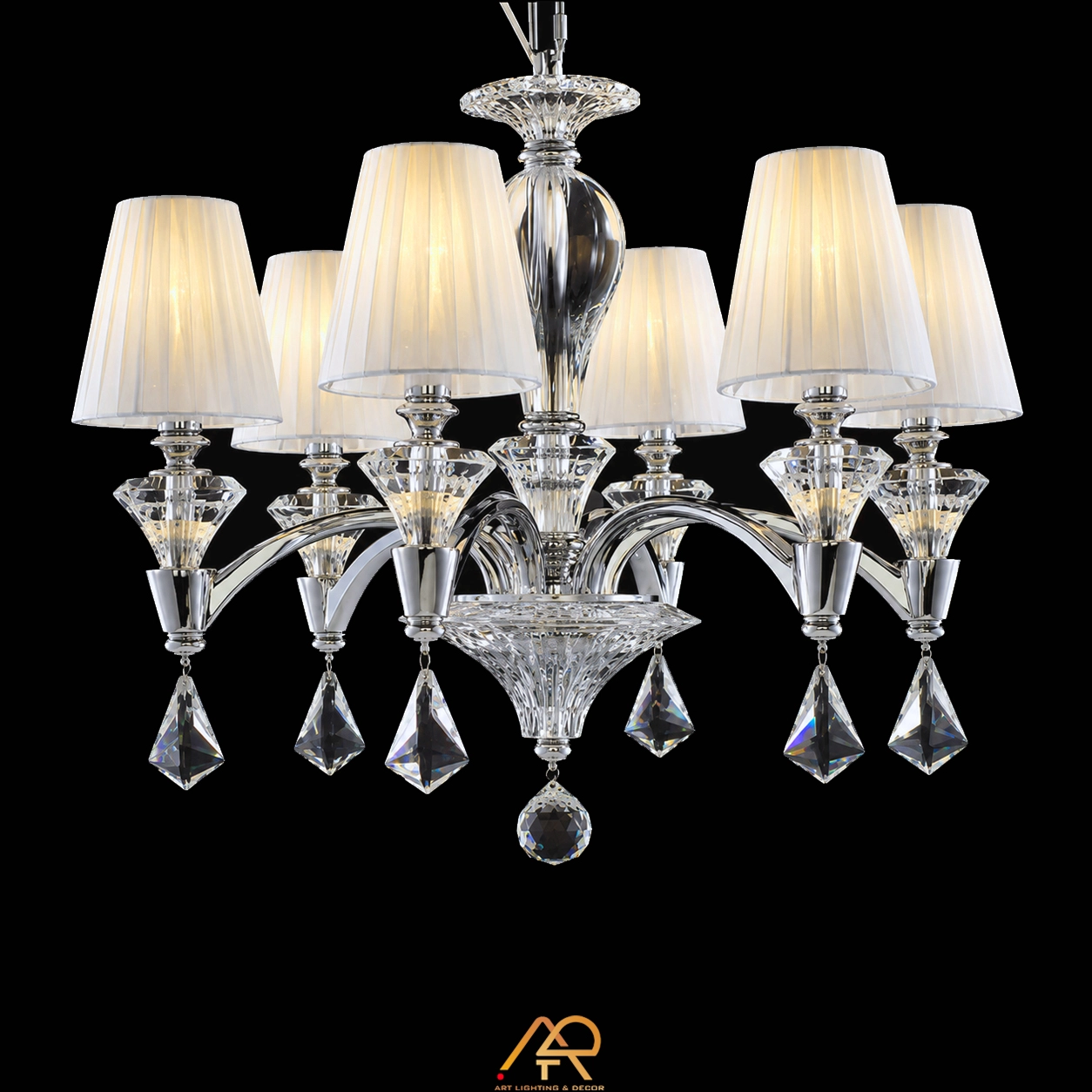 Đèn Chùm Phòng Khách Mạ Bạc Luxury ART-7144