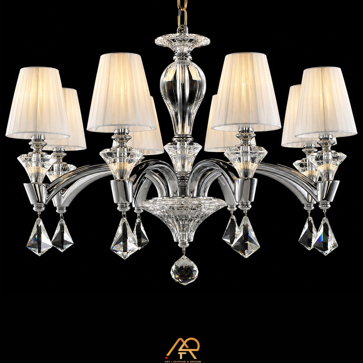 Đèn Chùm Phòng Khách Mạ Bạc Luxury ART-7144 - Ảnh 2