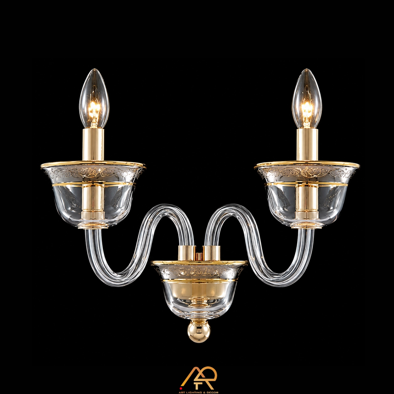 Đèn Tường Đôi Pha Lê Khắc Họa Tiết Cổ Điển ART-8138