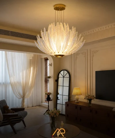 Đèn Chùm Nghệ Thuật Lông Vũ Thủy Tinh ART-7155