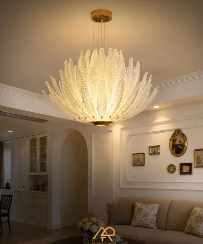 Đèn Chùm Nghệ Thuật Lông Vũ Thủy Tinh ART-7155