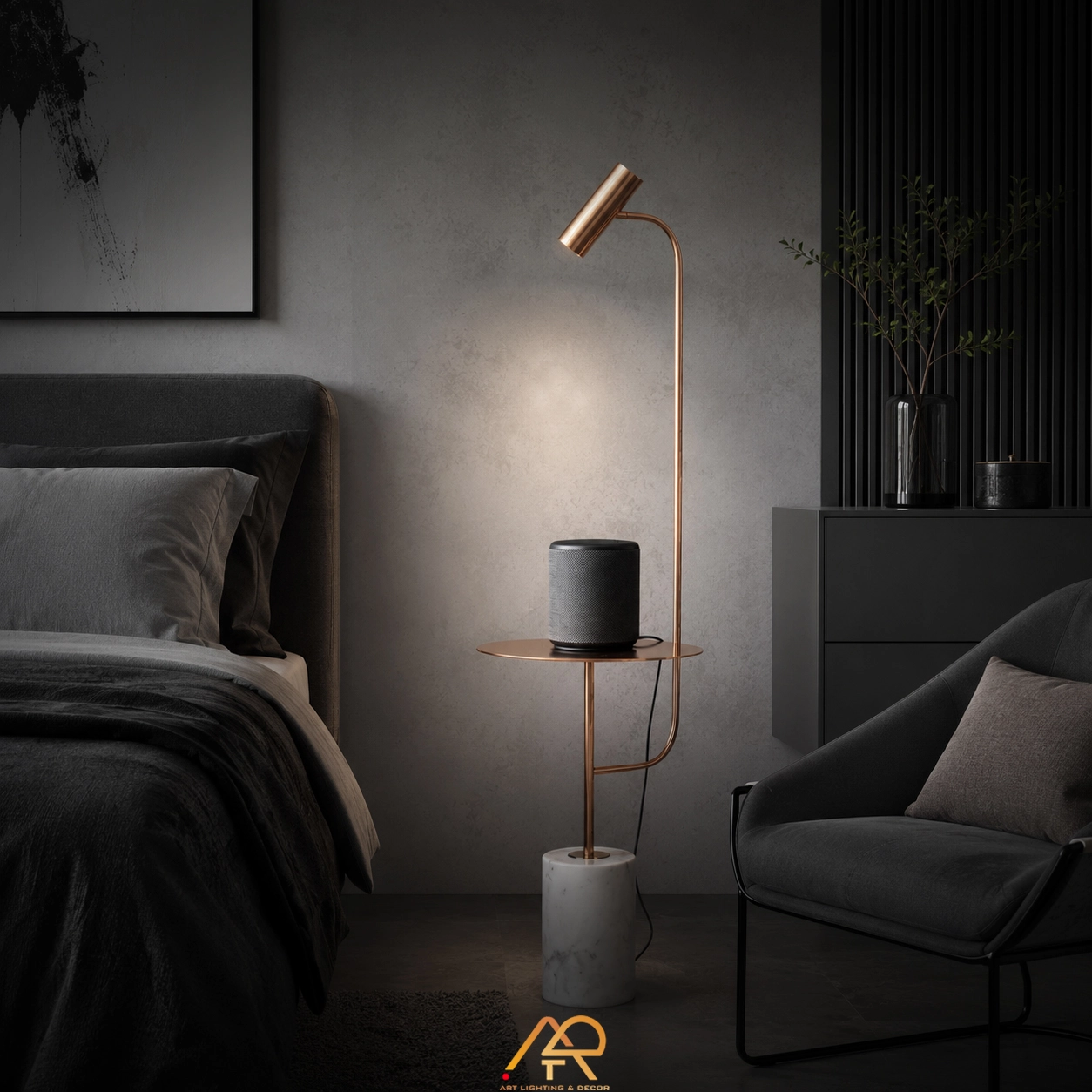 Đèn Cây Phòng Khách Chân Đá Marble Luxury ART-2093 - Ảnh 2