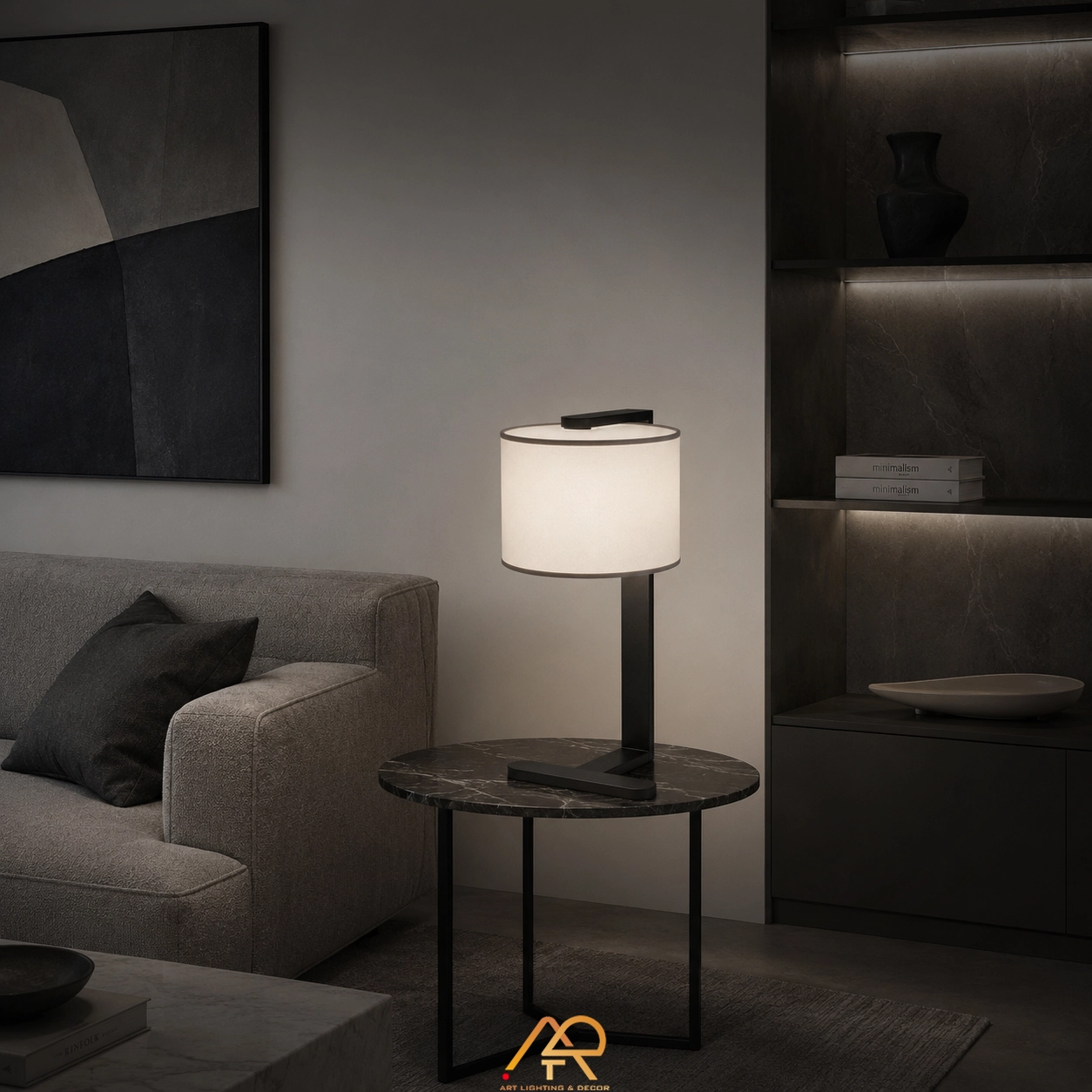 Đèn Bàn Hiện Đại Khung Hợp Kim Đen Cao Cấp ART-2107 - Ảnh 2