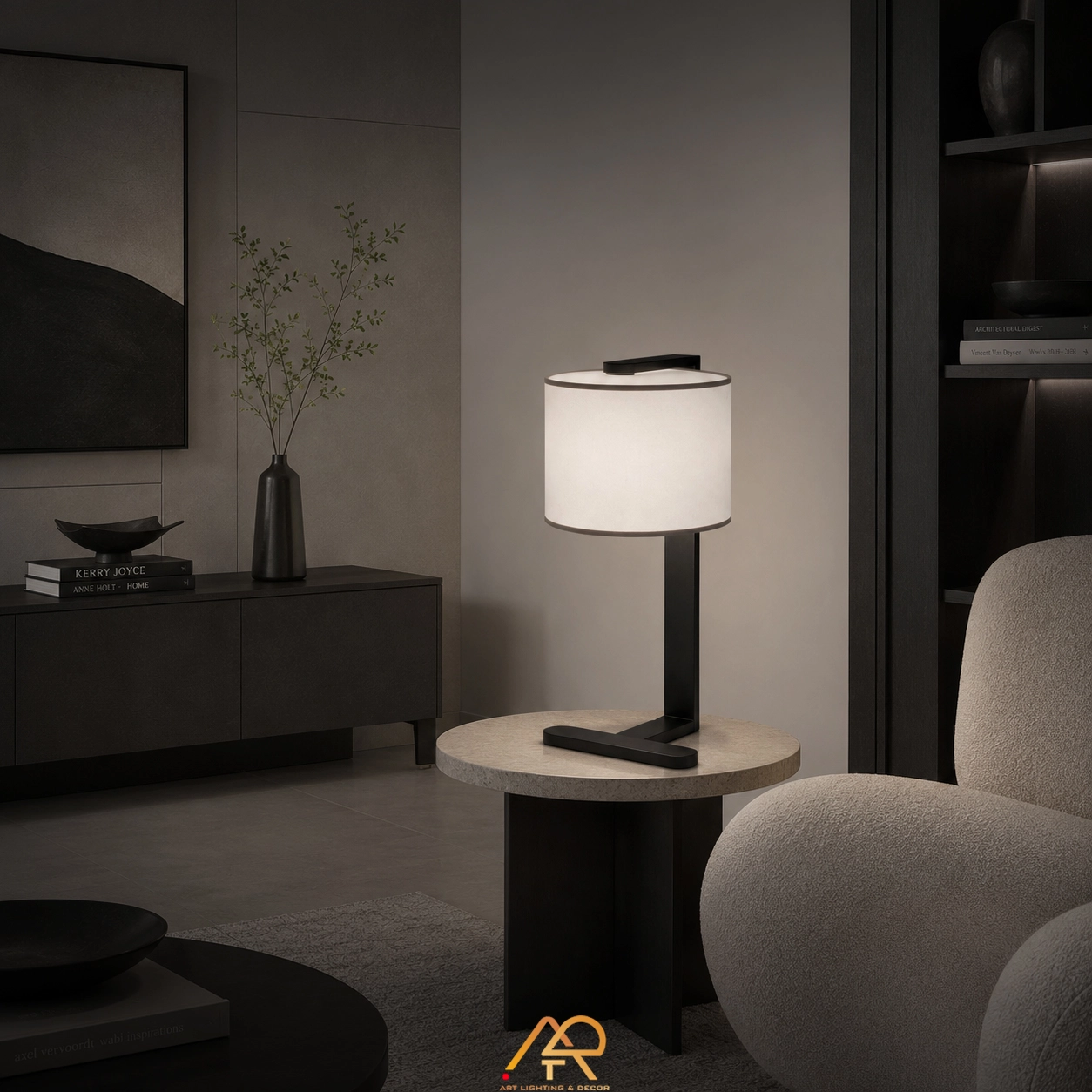 Đèn Bàn Hiện Đại Khung Hợp Kim Đen Cao Cấp ART-2107 - Ảnh 3