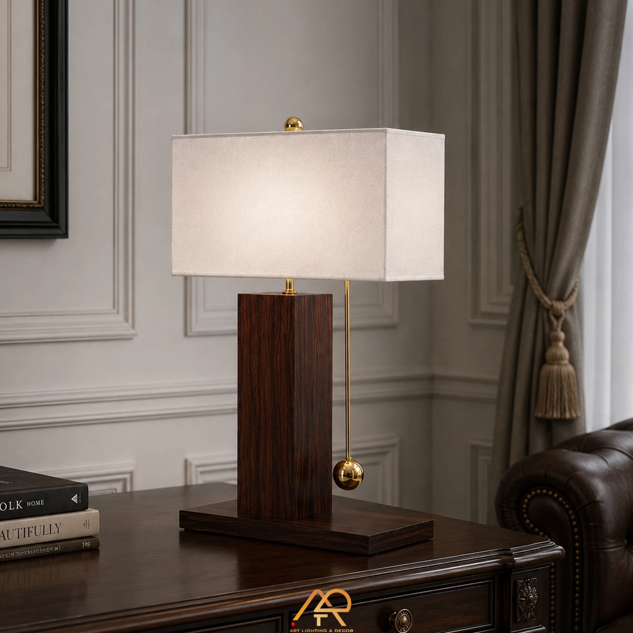 Đèn Bàn Trang Trí Khối Gỗ Tự Nhiên Cao Cấp ART-2100 - Ảnh 3