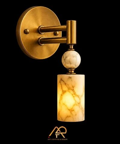 ĐÈN TƯỜNG CHAO ĐÁ THÂN ĐỒNG MARBLE LUXURY ART-8148